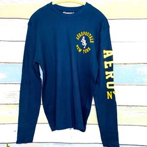 NWT Aeropostale Men’s Long Sleeve Logo Tee Navy